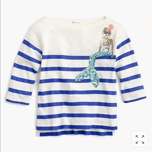 🍋Girls' striped sequin mermaid T-shirt